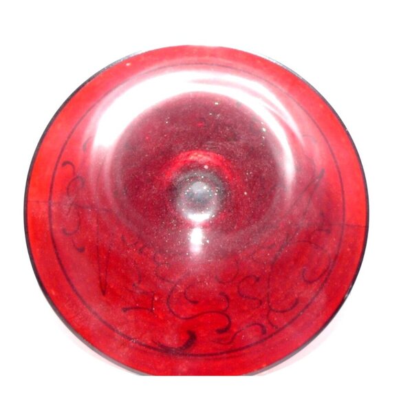 Royal Danube Red Martini Glass w Gold Swirl Handblown & Painted Crystal Romania - Picture 2 of 3